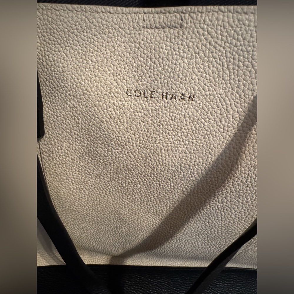Cole Haan Cream Pebbled Leather Tote